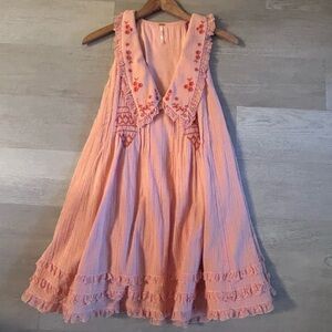 Free People Peach Ruffled Women's Dress